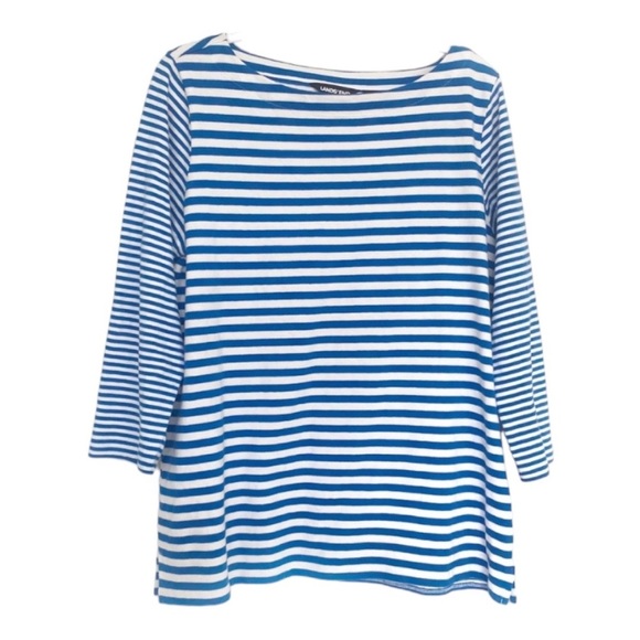 Lands' End Tops Lands End Striped Boatneck Tshirt 34 Sleeve